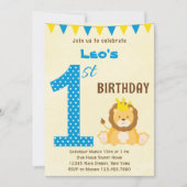 キュートライオンファースト誕生日招待状 招待状 (正面)