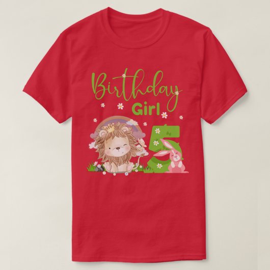 キュートライオンフィフティ誕生日ガール Tシャツ (デザイン正面)