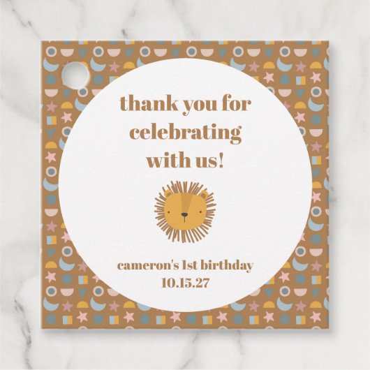 キュートライオンベビーアニマルカスタム誕生日ありがとう フェイバータグ (正面)