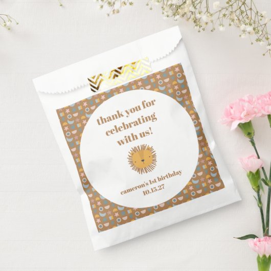 キュートライオンベビーアニマルカスタム誕生日ありがとう フェイバーバッグ (封をした状態)