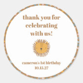 キュートライオンベビーアニマルカスタム誕生日ありがとう ラウンドシール (正面)