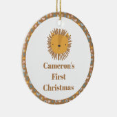 キュートライオンベビーキッズアニマルカスタム初めてのクリスマス セラミックオーナメント (右)