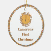 キュートライオンベビーキッズアニマルカスタム初めてのクリスマス セラミックオーナメント (左)