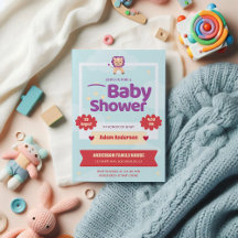 キュートライオンベビーシャワー招待状男女兼用-