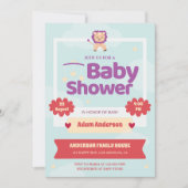 キュートライオンベビーシャワー招待状男女兼用- 招待状 (正面)