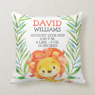 キュートライオンボーイ誕生スタッツジャングルサファリ子供部屋 クッション