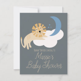 キュートライオンムーンクラウドベビーシャワーサンキューカード 出欠カード