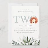 キュートライオンリーフ2歳の誕生日パーティー招待状 サンキューカード (正面)