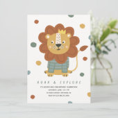 キュートライオンワイルドワン動物パーティー1st誕生日 招待状 (スタンド正面)