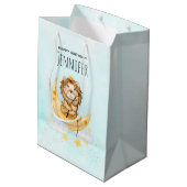 キュートライオン魚釣りオンザムーンウォーター色誕生日 ミディアムペーパーバッグ (裏面アングル)