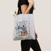 キュートライトグレーコアラ冬季降雪トート トートバッグ (クローズアップ)