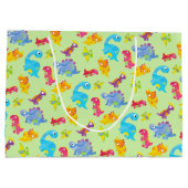 キュートライトパステルグリーンベビー恐竜誕生日 ラージペーパーバッグ (裏面)