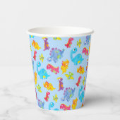 キュートライトパステルブルーベビー恐竜誕生日 紙コップ (裏面)