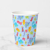 キュートライトパステルブルーベビー恐竜誕生日 紙コップ (右)