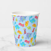 キュートライトパステルブルーベビー恐竜誕生日 紙コップ (正面)