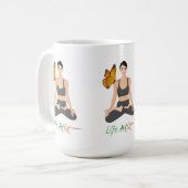 キュートライフアーティスト引用文バタフライヨガインスピレーション コーヒーマグカップ (正面左)