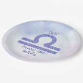 キュートライブラサインカスタムパープルバースデーパーティー ペーパープレート (アングル)