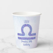 キュートライブラサインカスタムパープルバースデーパーティー 紙コップ (裏面)