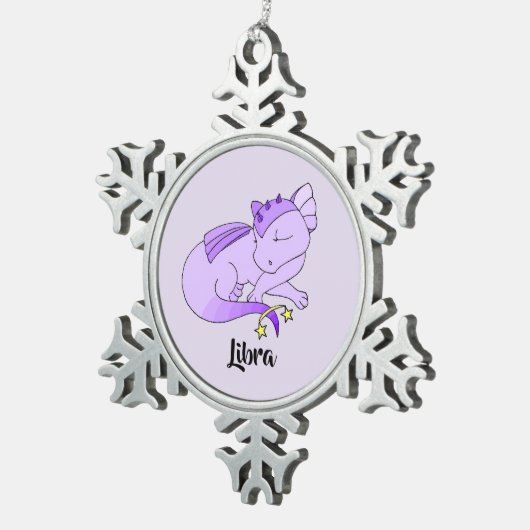 キュートライブラドラゴンデザイン〔占星術の〕十二宮図オーナメント スノーフレークピューターオーナメント (右)