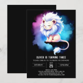 キュートライ威厳のあるオン誕生日 招待状 (正面/裏面)