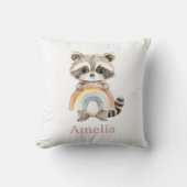 キュートラクーンアンドレインボーベビーネーム子供部屋 クッション (正面)
