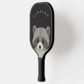キュートラクーンイラストレーションパーソナライズされた名 ピックルボールラケット (左)
