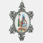 キュートラクーンシェフベーキングクリスマス休暇 スノーフレークピューターオーナメント (左)