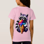 キュートラクーン食べ物ズ宇宙クリームコーン Tシャツ (裏面)