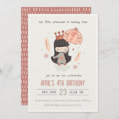 キュートラストエレガントボホプリンセスオンクラウド誕生日 招待状 (正面/裏面)