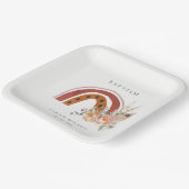 キュートラストオレンジボホフローラレインボークロスバプテスマ ペーパープレート (傾斜あり)