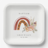 キュートラストオレンジボホフローラレインボークロスバプテスマ ペーパープレート (正面)