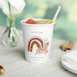 キュートラストオレンジボホフローラレインボークロスバプテスマ 紙コップ