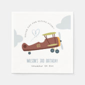 キュートラストグリーンブルーバイプレーンクラウドハート誕生日 スタンダードカクテルナプキン (正面)