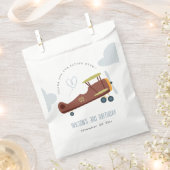 キュートラストグリーンブルーバイプレーンクラウドハート誕生日 フェイバーバッグ (クリップ留めされた状態)