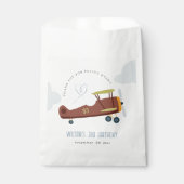 キュートラストグリーンブルーバイプレーンクラウドハート誕生日 フェイバーバッグ (正面)