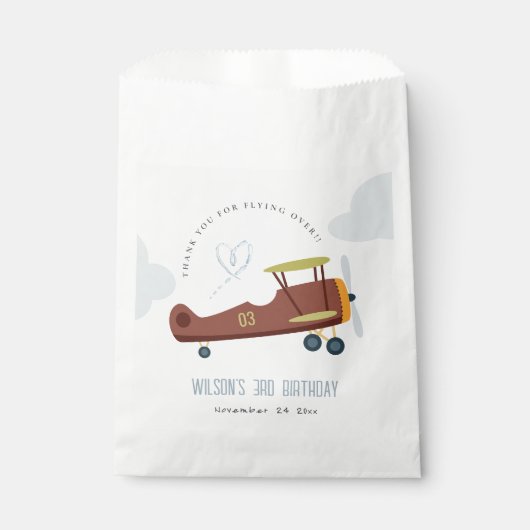 キュートラストグリーンブルーバイプレーンクラウドハート誕生日 フェイバーバッグ (正面)