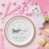 キュートラストネイビーキッズ飛行機スターズスカイクラウド誕生日 ペーパープレート (パーティー)