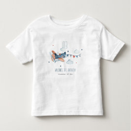 キュートラストネイビー飛行機クラウドスターズスカイ誕生日 トドラーTシャツ