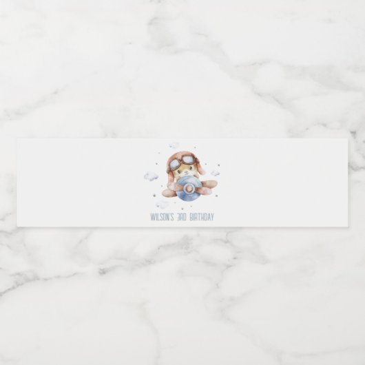 キュートラストネイビー飛行機テディスターズ子供の誕生日 ペットボトルラベル (シングルラベル)