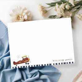 キュートラストブルーグリーンバイプレーンクラウドハート誕生日 ノートカード