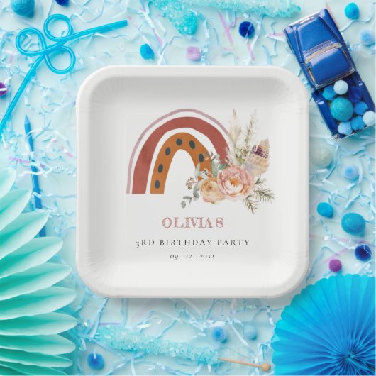 キュートラストボホフローラレインボニーエイジ誕生日 ペーパープレート (パーティー)