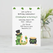 キュートラッキーアイリッシュドラゴン&クローバーズボーイズ誕生日 招待状 (スタンド正面)