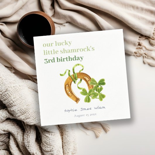 キュートラッキーシャムロックサンパトリックの日子供の誕生日 スタンダードカクテルナプキン