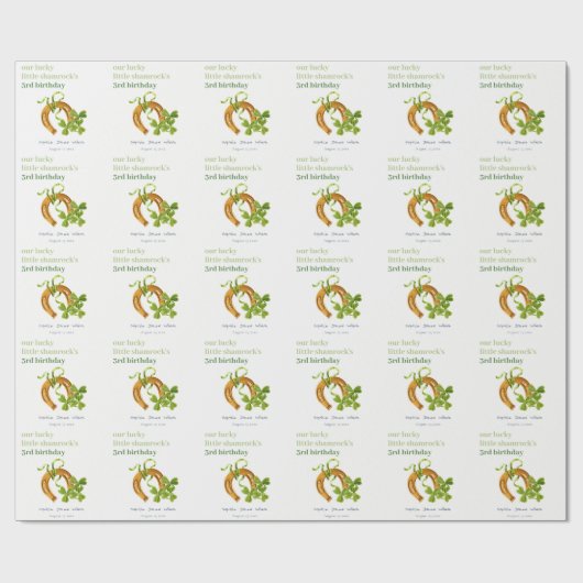 キュートラッキーシャムロックサンパトリックの日子供の誕生日 ラッピングペーパー (フラット)