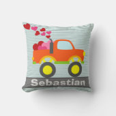 キュートラックハートオレンジボーイズベッドルーム クッション (正面)