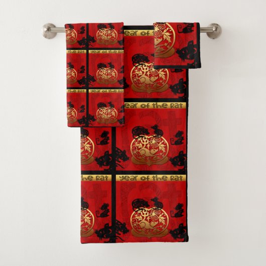 キュートラットイヤー中国の〔占星術の〕十二宮図誕生日バスセット バスタオルセット (インサイチュ)