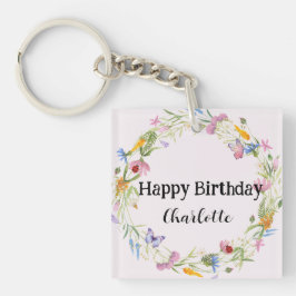 キュートラディバグバタフライデイジーフローラパター素朴ン キーホルダー