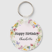 キュートラディバグバタフライデイジーフローラパター素朴ン キーホルダー (裏面)