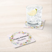 キュートラディバグバタフライデイジーフローラパター素朴ン スクエアペーパーコースター (インサイチュ)