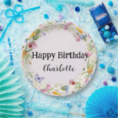 キュートラディバグバタフライデイジーフローラパター素朴ン ペーパープレート (パーティー)